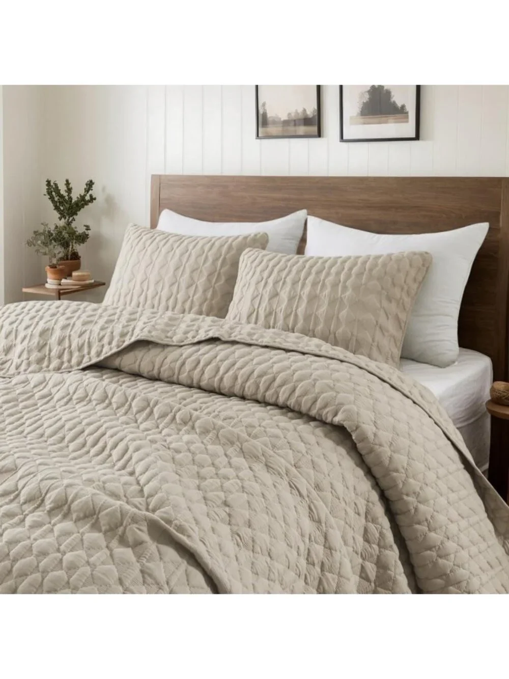 Oversized California King Quilt Set, 3-Piece Soft Bedspread & Pillow Shams